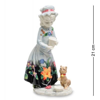 Фигурка "Девочка с котенком" 11x9,5x21 см., фарфор Pavone, Италия