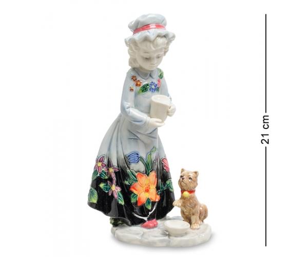 Фигурка "Девочка с котенком" 11x9,5x21 см., фарфор Pavone, Италия
