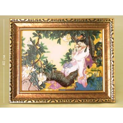 Картина "Гейша" 40 см., фарфор Pavone, Италия