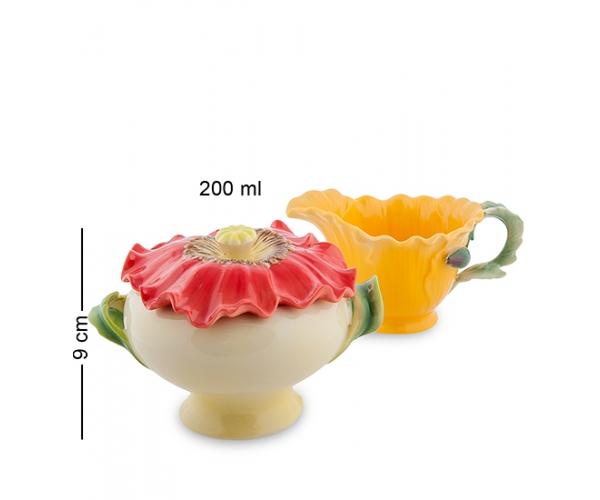 Набор сахарница и молочник "Маки" 100/200 мл., фарфор Pavone, Италия
