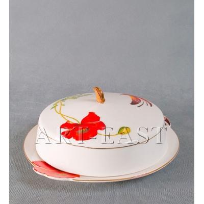 Сырница "Маки", 19,5*19,5*6см., фарфор