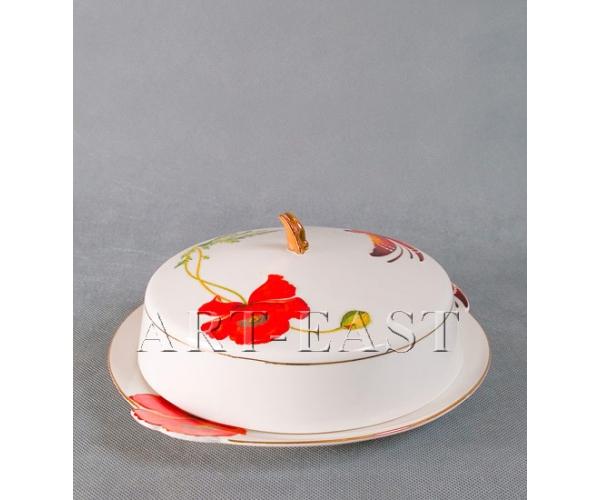 Сырница "Маки", 19,5*19,5*6см., фарфор