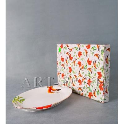 Блюдо "Маки", 35,5*23*2см., фарфор