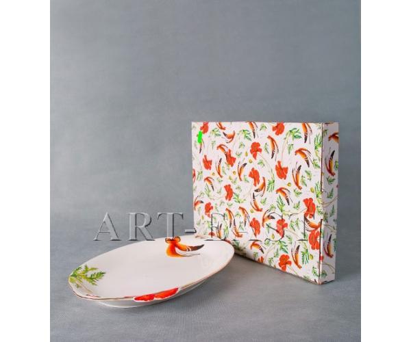 Блюдо "Маки", 35,5*23*2см., фарфор