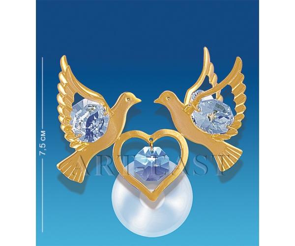 Фигурка на липучке "Сердечко с голубями" 7,5 см., Crystal Temptations, США