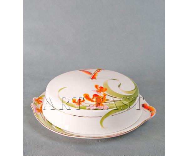 Сырница "Орхидеи" 19,5см., фарфор 