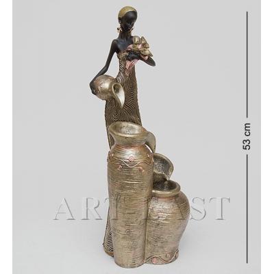 Статуэтка-фонтан "Африканская леди" 14x18x53 см., полистоун 