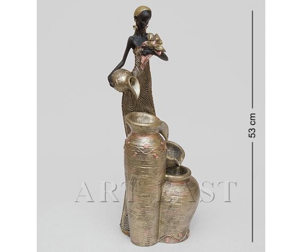 Статуэтка-фонтан "Африканская леди" 14x18x53 см., полистоун 