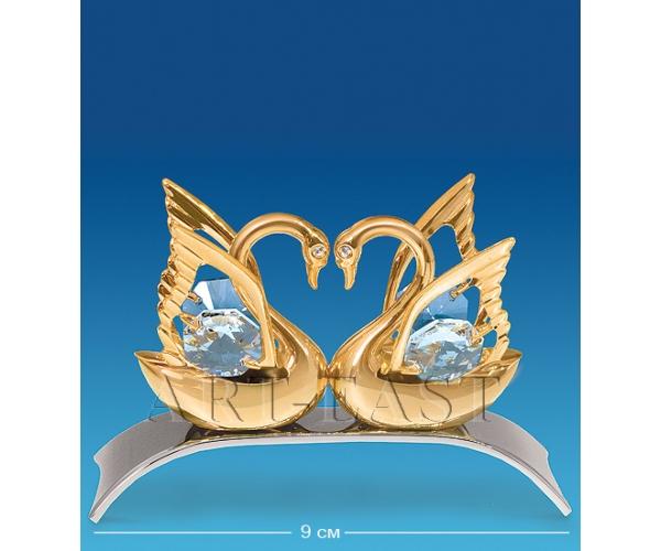 Фигурка "Два лебедя на подставке" 9x4,5x6 см., Crystal Temptations, США