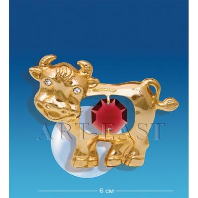 Фигурка на магните "Бык" 6x4x3,5 см., с цвет. крист. Crystal Temptations, США