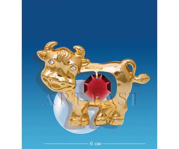 Фигурка на магните "Бык" 6x4x3,5 см., с цвет. крист. Crystal Temptations, США