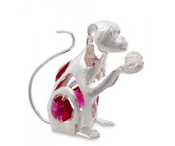 Фигурка "Обезьяна" 7x3,5x6 см., посеребр. с цвет. крист. Crystal Temptations, США
