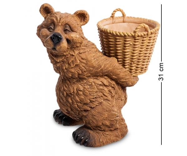 Статуэтка-кашпо "Медведь с корзиной" 29x20,5x31 см., полистоун Sealmark, США