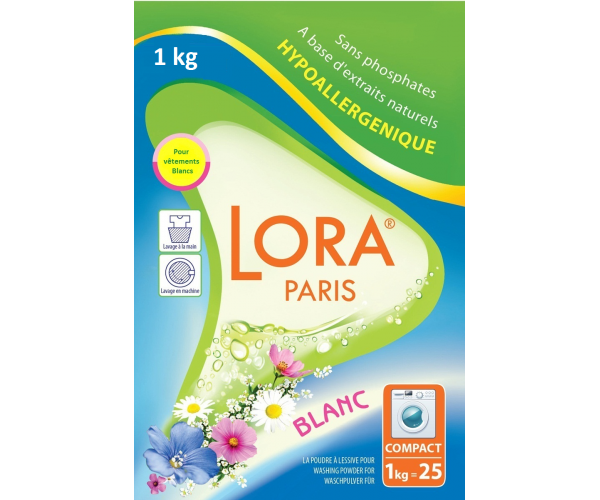 Порошок для стирки белых вещей Lora Paris Weiss, концентрат 1000 г
