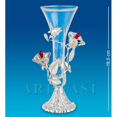 Ваза для цветов"Розы" 18,5 см., посеребр. с цвет. крист. Crystal Temptations, США