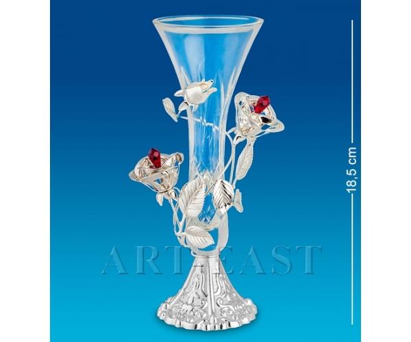 Ваза для цветов"Розы" 18,5 см., посеребр. с цвет. крист. Crystal Temptations, США