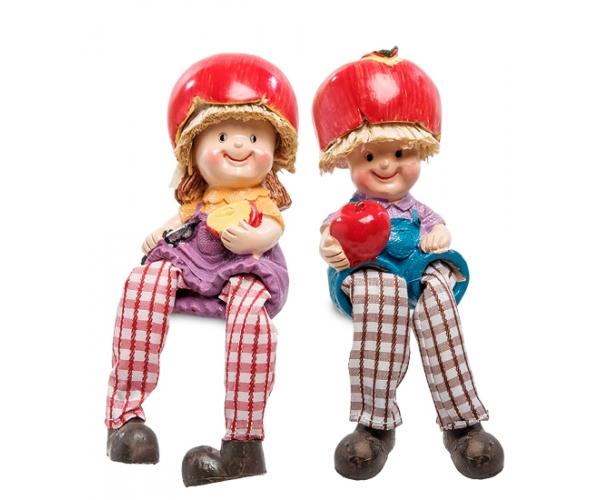 Комплект фигурок 2 шт. "Домовята с яблоками", 14 см., MN-141