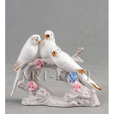Фигурка "Попугаи" 13,5x4,5x11 см., фарфор 