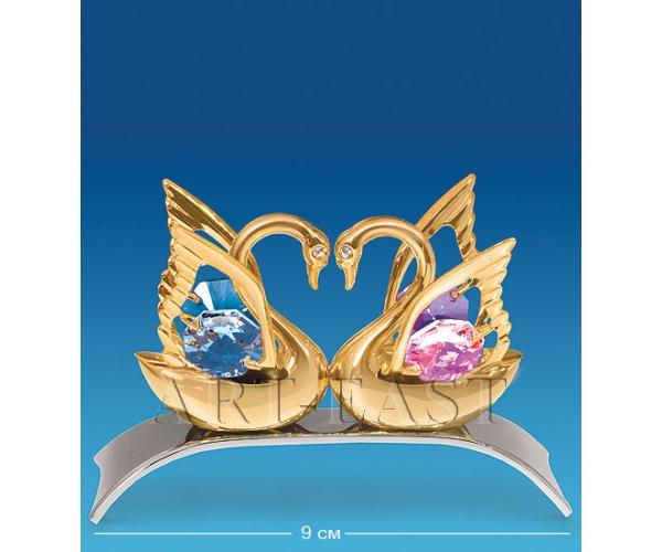Фигурка "Два лебедя на подставке" 9x4,5x6 см., с цвет. крист. Crystal Temptations, США
